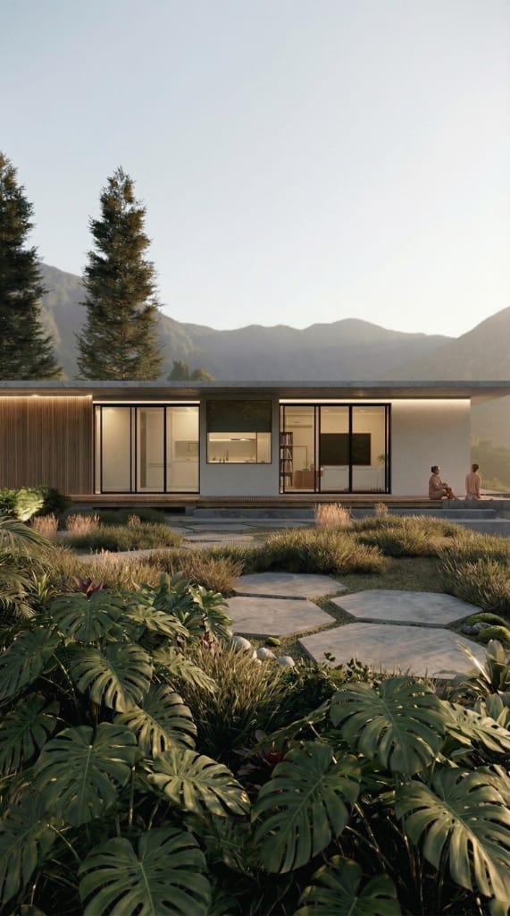 Nuc Haus II ao entardecer com luzes internas